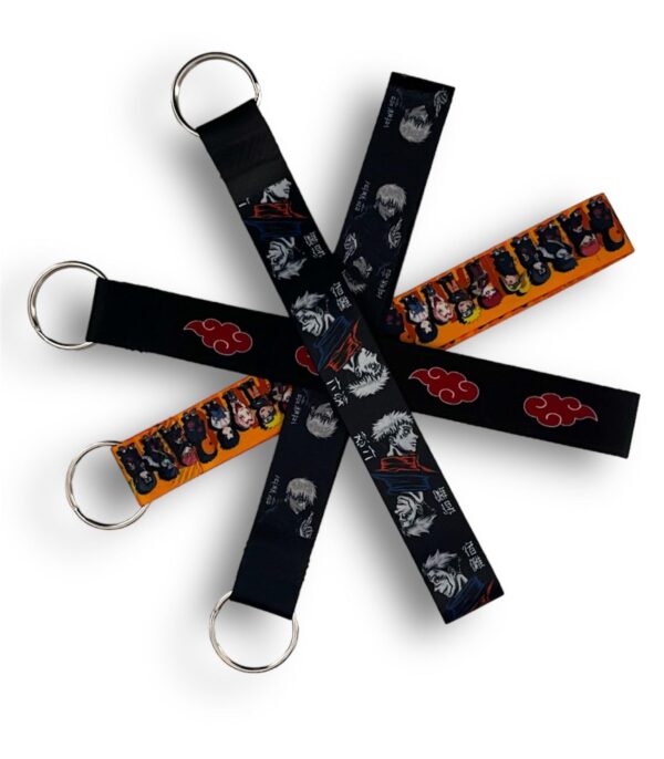 Goku Ki Dukan Cotton Pack Of 4 Anime Jujustu Kaisen & Naruto Lanyard Keychain With Free Jujutsu Kaisen & Naruto Stickers Set, Multi-Coloured