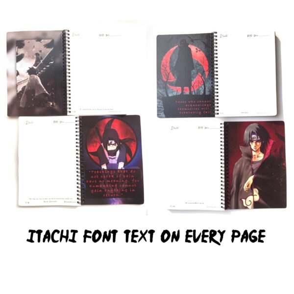 Itachi Uchiha Notebook with 10 free itachi stickers,24 itachi Art Covers in Coated Embossed Board Canvas paper,Quotes of Itachi from Naruto on every Page of 120GSM OFF-White Color Paper by GokuKiDukan - Image 9