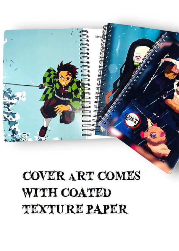 Goku Ki Dukan Demon Slayer 1 Notebook with Free Sticker, Quotes & Character Names with 24 Art Cover in Coated Embossed Board Canvas paper, 110 Pages of 100 GSM Off-White Color Paper - Image 3