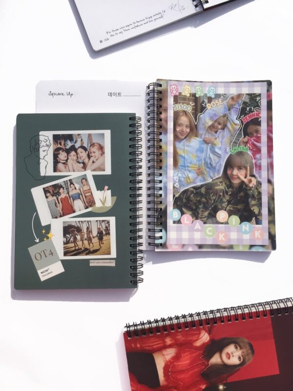 Black Pink 1 Notebook with 24 Black Pink Art Covers in Coated Embossed Board Canvas paper imported from Korea, Quotes/Logo/Members/Songs names of Black Pink every Page of 110 GSM OFF-White Color Paper - Image 5