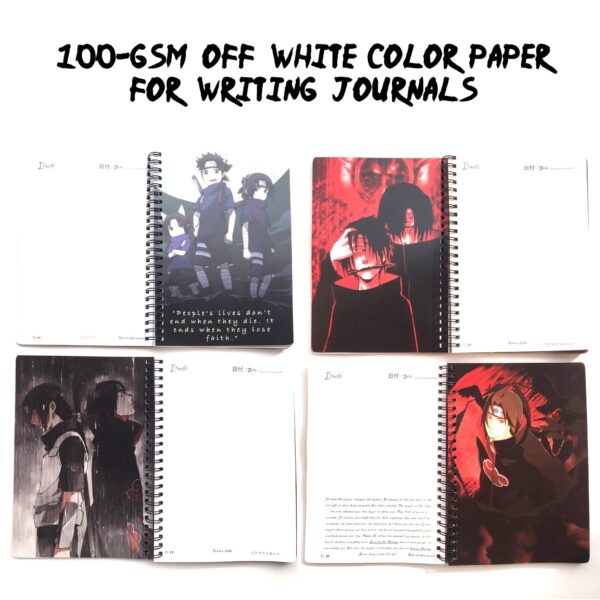 Itachi Uchiha Notebook with 10 free itachi stickers,24 itachi Art Covers in Coated Embossed Board Canvas paper,Quotes of Itachi from Naruto on every Page of 120GSM OFF-White Color Paper by GokuKiDukan - Image 7