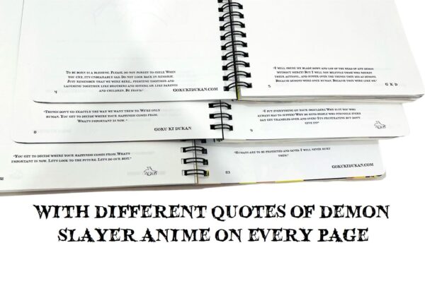 Goku Ki Dukan Demon Slayer 1 Notebook with Free Sticker, Quotes & Character Names with 24 Art Cover in Coated Embossed Board Canvas paper, 110 Pages of 100 GSM Off-White Color Paper - Image 4